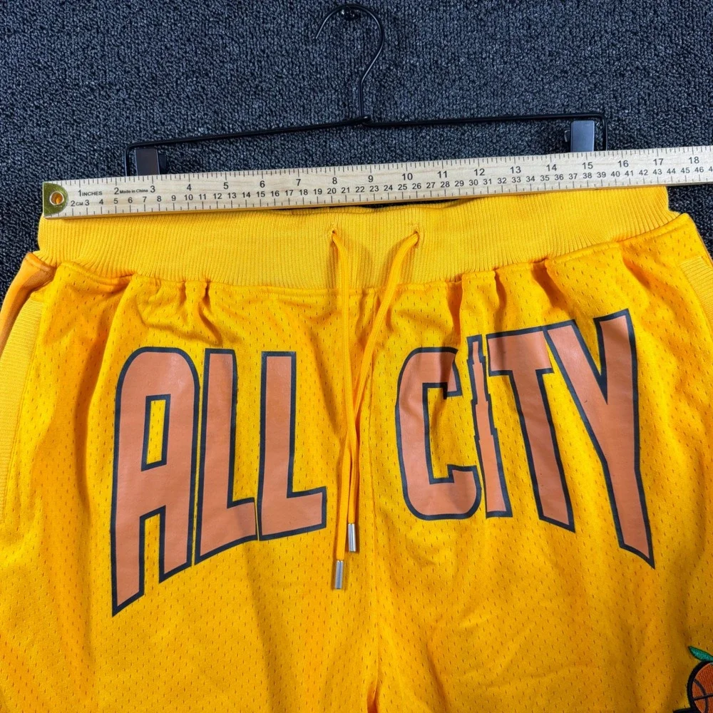 Just Don All City Mens XL Heavyweight Basketball Shorts Yellow Mesh JD Logo NWOT